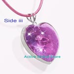 New Heart Shaped Natural Amethyst Crystal Quartz Stone / Silver Sterling Frame Pendant & Leather Rope Necklace, Love Gift